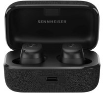 Sennheiser Momentum True Wireless 3 austiņas Bluetooth In-Ear austiņas mūzikai un zvaniem ar adaptīvu trokšņu slāpēšanu, IPX4, Qi uzlāde, 28 stundu akumulatora darbības laiks, melnas, 509180