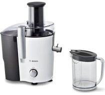 Bosch VitaJuice 2 MES25A0 sulu spiede, elektriskā sulu spiede augļiem un dārzeņiem, liela uzpildes tekne, 1,25 l sulas tvertne, vairāki ātrumi, var mazgāt trauku mazgājamā mašīnā, 700 W, balta/antracīta krāsa