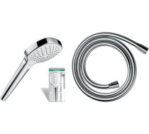 hansgrohe dušas komplekts ar Croma Select E dušas galviņu, lietus duša, 3 strūklu veidi (balta/hroms) + Isiflex dušas šļūtene, dušas šļūtene, 1,60 m (hroms)