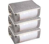 Qozary 3 Pack Faux Linen zem gultas glabāšanas somas 53L sega uzglabāšanas soma ar rāvējslēdzējiem segas izgatavoti no ērta un Meltless auduma