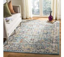 SAFAVIEH Boho Chic paklājs viesistabai, ēdamistabai, guļamistabai - Monako kolekcija, ar īsu kaudzi, zils un gaiši pelēks, 200 x 300 cm