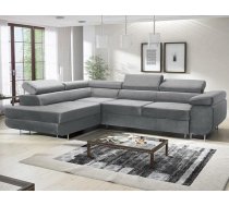 Ml Furniture Ltd Avatar samta stūra dīvāns L-formā 277 x 73 x 203 cm ar miega funkciju un gultas veļas konteineru - dīvāns ar gultas kastīti - stūra dīvāns ar uzglabāšanas vietu - kreisais - krāsa: Monolīts