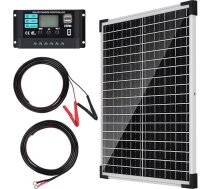 DERUXI 25 W 12 V monokristālu saules paneļu saules moduļu komplekts 25 vatu saules paneļu komplekts ar 10 A lādēšanas kontrolieri + kabelis ar krokodilu skavām + kabelis ar O-Ring savienojumu Fotogalvaniskās sistēmas grīdai