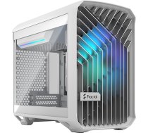 Fractal Design Torrent Nano RGB White - Caurspīdīga tonēta rūdīta stikla sānu panelis - atvērta režģa maksimālai gaisa ieplūdei - 180 mm RGB PWM ventilators komplektā - C tipa USB - mATX Airflow Mini Tower datorspēļu spēļu korpuss