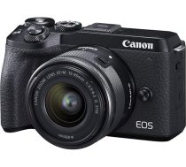 Canon bezspoguļa kamera [EOS M6 Mark II] videoreportāžai + 15-45 mm objektīvs CMOS (APS-C) sensors Dual Pixel CMOS Automātiskā fokusēšana Wi-Fi Bluetooth un 4K video