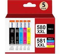 PGI-580 CLI-581 XXL kasetnes, kas saderīgas ar Canon 580 581 daudzpaku printeru kasetnēm priekš Pixma TS6350 TS705 TS8350 TS9550 TR8550 TS6351 TS9550 (5 iepakojumos)