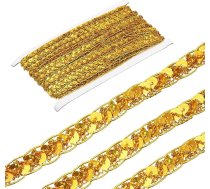 QUARKZMAN 15 Yard Sequin Beads Lace Trim 0.4" Sequin Pītas lentes Stripe Sequin lentes Juvelierizstrādājumi amatniecības rotājumi DIY Šūšanas kostīms Tumši zelta krāsā