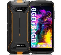 DOOGEE ūdensizturīgs triecienizturīgs tālrunis S41T Android 13 8GB+64GB 6300mAh 4G trīskāršā kamera ar 13MP 5,5" triecienizturīgs NFC Face ID GPS Orange