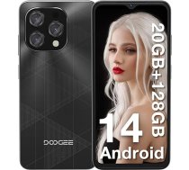 DOOGEE N55 Plus Mobilais tālrunis, 20GB RAM + 128GB ROM (TF 1TB) Android 14 viedtālrunis, 6,56" HD+ 90Hz, 13MP + 8MP, 5150mAh, Octa Core, 4G LTE/5G WiFi/OTG/Widevine L1, melns