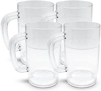 DOJA Barcelona plastmasas alus krūze, 1 litrs, iepakojumā 4, polikarbonāta alus krūzes, atkārtoti lietojamas cietās plastmasas alus glāzes, plastmasas alus glāze, alus mērkrūze, alus krūzes, plastmasas kausi