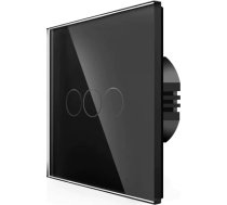 Spring Three Gang, One Way Touch Switch, Glass Black