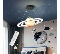 DROMEZ Dimmable Planet Pendant Lamp, LED 40 W bērnu istabas lustra ar tālvadības pulti un stikla lodi, regulējams augstums, moderna guļamistabas lampa, iekārta meitenēm un zēniem, 45 cm, Saturn Remote