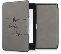 kwmobile futrālis, kas saderīgs ar Amazon Kindle Paperwhite (10. paaudze — 2018) — mākslīgās ādas e-lasītāja aizsargvāciņš — Live Laugh Love Grey