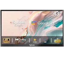 SYLVOX 43 collu āra televizors Smart Google TV 4K HDR 1000nits LED HDR10 Google Assistant Chromecast, Dolby Atmos, IP55 ūdensizturīgs, 60Hz, WiFi, DVB-C/S2/T2, YouTube, Netflix, Deck Pro 2.0 ANEB0CQKXJSGCT