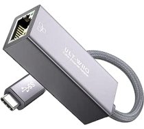 USB C Ethernet 2,5 Gb adapteris, USB C–RJ45 2,5 GbE LAN adapteris, 2500/1000 Mbps Gigabit tīkla adapteris Thunderbolt 4/3, USB4, MacOS, Windows, Linux, Steam Deck, Mac Mini, Surface, NAS, serveris