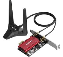 AX5400 WiFi 6E WLAN PCIe karte personālajam datoram ar Bluetooth 5.3, WAVLINK 5378 Mbps trīsjoslu WiFi 6E PCIe WLAN karte, Intel WiFi 6E mikroshēma, WPA3, magnētiskās bāzes antenas operētājsistēmai Windows 11/10 (64 bitu) galddatoram