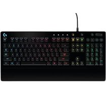 Logitech G213 Gaming Keyboard Prodigy, RGB apgaismojums, programmējami G taustiņi, multivides vadības ierīces, integrēts plaukstu balsts, drošs pret šļakatām, spāņu QWERTY izkārtojums — melns ANEB01L6L44NUT