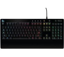 Logitech G213 Gaming Keyboard Prodigy, RGB apgaismojums, programmējami G taustiņi, multivides vadības ierīces, integrēts plaukstu balsts, drošs pret šļakatām, spāņu QWERTY izkārtojums — melns
