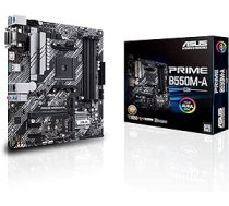 ASUS Prime B550M-A CSM mātesplates ligzda AM4 (Micro ATX, Ryzen, PCIe 4.0, 2X M.2, 1Gbps Ethernet, WiFi 6, SATA 6Gbit/s, USB 3.2 Gen 2 Type-A, atbalsts Aura Sync RGB galvenei) ANEB08L4XYF63T