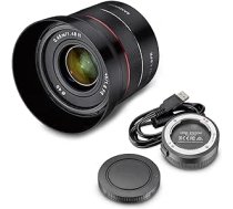 Samyang AF 45 mm F1.8 FE + objektīva stacija Sony E-Mount pilna formāta objektīvam un APS-C I īpaši viegls standarta objektīvs ar ātrā automātiskā fokusa I fiksēto fokusa attālumu Sony E Mount A7C, A7 III, A6100 utt.