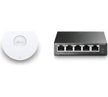 TP-Link EAP610 AX1800 Gigabit Dual-Band WiFi 6 WLAN piekļuves punkts ar TL-SG1005P 5 portu gigabitu PoE komutatoru