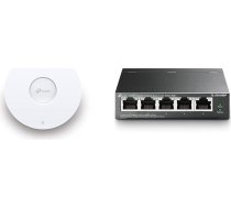 TP-Link EAP653 AX3000 Gigabit Dual-Band WiFi 6 WLAN piekļuves punkts ar TL-SG1005P 5 portu gigabitu PoE komutatoru