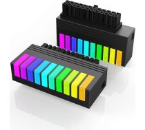 Qustikuri Regenbogen ARGB ATX 24 Pin 90 Grad Stromversorgungsadapter RGB Stromadapter für PC Motherboard Buchse zu Stecker Stromanschluss PC-Netzteile