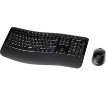 Microsoft Wireless Comfort Desktop 5050 RF Wireless QWERTY Black - Tastatūras (standarta, bezvadu, RF bezvadu, QWERTY, melna, iekļauta pele)