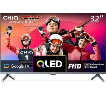 CHIQ TV L32QM8G 32 collu QLED televizors, FHD, HDR, bezrāmju metāla dizains, Google TV, Chromecast, Google Assistant, četrkodolu procesors, WiFi, Dolby Audio, DBX-tv, trīskāršais uztvērējs (DVB-S2/T2/C)