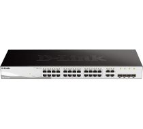 D-Link DGS-1210-28 pārvaldāms gigabitu inteliģentais komutators (28 porti, 24x 10/100/1000 Mbit/s un 4x 1000 Mbit/s SFP-Slots, lüfterlos)