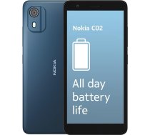 Nokia C02 5,45-Zoll-Dual-SIM-Smartphone, Android 12 (Go-Edition) - 5-MP-Rück-/2-MP-Frontkamera, Porträtmodus, 2 GB RAM/32 GB ROM, robuste Verarbeitungsqualität mit IP52-Einstufung, 3000-mAh-Akku - Cya