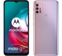 Motorola Moto G30 (6,5 collu 90 Hz, Qualcomm Snapdragon, 64 MP četru kameru sistēma, 5000 mAh akumulators, Dual SIM, 4/128 GB, Android 11), Pastel Sky (atjaunots)