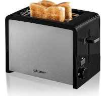 Cloer 3210 Toaster, 825 W, für 2 Toastscheiben, integrierter Brötchenaufsatz, Nachhebevorrichtung, Krümelschublade, wärmeisoliert, Edelstahl, Schwarz