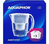 Aquaphor Amethyst filtra krūze - dzeramā ūdens krūze ar 3 oriģināliem Maxfor Plus kārtridžiem, krāsa: balta