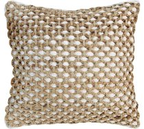 Boho Living Jada Dekoratīvs spilvens ar akcenta spilvena pārvalku un ieliktni, augstākās kvalitātes austs dizains, viesistabas dekors, 20 x 20 collas, balts