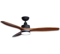 Pepeo Notos griestu ventilators ar LED apgaismojumu, ļoti kluss griestu ventilators ar tālvadības pulti un reverso darbību, ventilatora diametrs 132 cm, krāsa: melna/tumšā koka