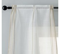 GIRASOLE HOME® 1 pāris auduma lina maisījums svītru filtra aizkari viesistabai guļamistabai iekštelpās 2 paneļi ar kabatu (bēšs, 60x235cm)