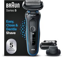 Braun Series 5 vīriešu elektriskais skuveklis ar EasyClick piederumu, elektriskais skuveklis un precīzs trimmeris, 3 dienu bārdas trimmeris, EasyClean, mitrs un sauss, uzlādējams un bezvadu, 51-B1820s, zils