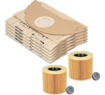 Mcfilter 20 putekļu sūcēju maisiņi + 2 filtri Karcher putekļu sūcējam A2003, A2004, A2014 CarVac, A2024 PT, A2054 ME, A2064 PT, A2704 PT, daudzfunkcionāliem putekļu sūcējiem, mitrajiem un sausajiem putekļu sūcējiem.