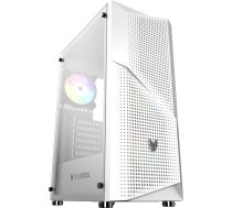 Oversteel - Kyanite spēļu datora korpuss, saderīgs ar ATX, Micro ATX un ITX platēm, 4 120 mm A-RGB ventilatori, sieta priekšējā daļa, putekļu filtrs, rūdīts sānu stikls, USB 3.0, balts