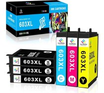 LeciRoba 603xl printeru kasetnes Epson 603 un Epson 603xl multipakete Epson XP 3100 XP 3150 XP 2100 XP 2105 XP 4100 XP 4150 Workforce WF 2810 2820 2850 2870 (3BK+CMY) 6Pack)