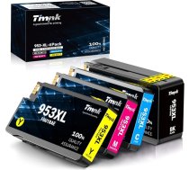 Timink 953XL multipakete, kas ir saderīga ar HP 953XL HP 953 printeru kasetnēm HP Officejet Pro 7720 7730 7740 8210 8710 8710 8715 8720 8725 8730 8740 (melna, zilā, dzeltenā, dzeltenā krāsā, 4 gabali)