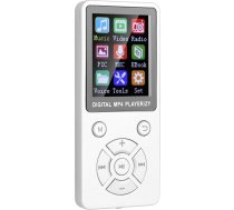 Denash MP4 MP3 atskaņotājs, pārnēsājams 1,8 collu Bluetooth digitālais mūzikas atskaņotājs, stereo skaļrunis ar video hi-fi skaņu, paplašināma 32 GB TF karte (balta)