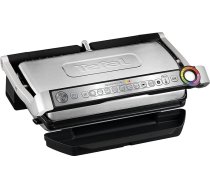 Tefal OptiGrill XL GC722D kontaktgrils (ar XL grila virsmu, plus modelis ar papildu temperatūras iestatījumiem, 2000 W, automātisks gatavošanas stāvokļa displejs, 9 iepriekš iestatītas programmas) melns / sudrabots