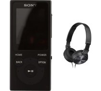 Sony NW-E394 Walkman, 8 GB (fotoattēlu glabāšana, FM radio funkcija), melns & MDR-ZX310W dzīvesstila austiņas, melnas krāsas