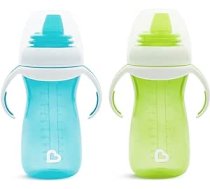 Munchkin® Gentle™ Transition Sippy Cup ar trenažiera rokturiem, 10 unces (2 iepakojumi) zils/zaļš