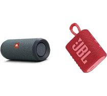 JBL Flip Essential 2 Bluetooth Box melnā krāsā — ūdensnecaurlaidīgs pārnēsājams skaļrunis ar izcilu skaņu un GO 3 maza Bluetooth kaste sarkanā krāsā — ūdensizturīgs pārnēsājams skaļrunis ceļojumiem ANEB0C4TRHMT5T