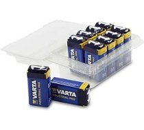 Varta Industrial Battery 9 V bloka sārma baterijas 6LR61 atkārtoti noslēdzamā kastītē, iepakojums pa 10 no Weiss — vairāk jaudas +