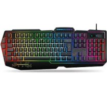 EMPIRE GAMING — K900 spēļu tastatūra QWERTY — 105 pusmehāniskie taustiņi — 9 režīmu LED RGB fona apgaismojums, ieskaitot 1 pielāgojamu režīmu — 19 spēļu tastatūra pret spoku veidošanu
