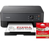 Canon PIXMA TS5350i, 3-in-1, Wi-Fi mājas biroja printeris, kopētājs un skeneris PIXMA drukas plāns saderīgs ar fotoattēlu drukāšanu bez malām, bezvadu drukāšana/skenēšana (melns), iekļauts PP-201 9 x 9 cm fotopapīrs ANEB0CTPF3V2TT